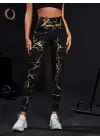 Omarı Yüksek Bel Desenli Spor Tayt Modası