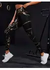 Omarı Yüksek Bel Desenli Spor Tayt Modası