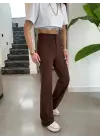 Kadın Yüksek Bel Full Likralı Krep Kumaş Pantolon