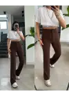 Kadın Yüksek Bel Full Likralı Krep Kumaş Pantolon