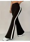 Kadın Yüksek Bel İspanyol Paçalı Yanlardan şerit Detaylı Dalgıç Tayt Pantolon