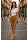 Kadın Yüksek Bel Ithal Krep Pantolon