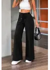 Kadın Yüksek Bel Lastikli Bağcıklı Kot Pantolon