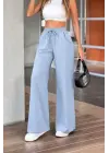Kadın Yüksek Bel Lastikli Bağcıklı Kot Pantolon