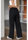 Kadın Yüksek Bel Lastikli Bağcıklı Kot Pantolon