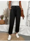 Kadın Yüksek Bel Lastikli Belde Bağcık Detaylı Aerobin Pantolon