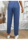 Kadın Yüksek Bel Lastikli Belde Bağcık Detaylı Aerobin Pantolon