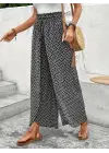 Kadın Yüksek Bel Lastikli önden Iki Parçalı Desenli Bürümcük Pantolon