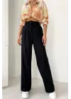 Kadın Yüksek Bel Pileli Palazzo Pantolon