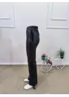Kadın Yüksek Bel Yanlardan Püsküllü Deri Pantolon