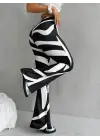 Kadın Yüksek Bel Zebra Desenli Dalgıç Tayt