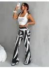 Kadın Yüksek Bel Zebra Desenli Dalgıç Tayt