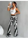 Kadın Yüksek Bel Zebra Desenli Dalgıç Tayt