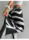 Kadın Yüksek Bel Zebra Desenli Dalgıç Tayt