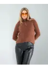 Omarı Kahve Renkli Fermuarlı Triko
