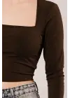 Omarı Trend Basic Kahverengi Bluz