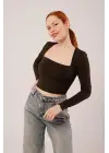 Omarı Trend Basic Kahverengi Bluz
