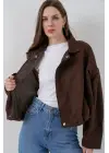 Kahverengi Oversize Süet Ceket 1055