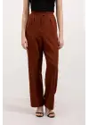 Kahverengi Yüksek Bel Kumaş Pantolon 6612