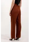 Kahverengi Yüksek Bel Kumaş Pantolon 6612