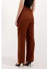 Kahverengi Yüksek Bel Kumaş Pantolon 6612