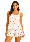 Kalp Desenli Şortlu Pijama Takımı Kadın Giyim