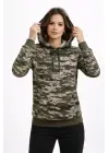 Kamuflaj Desenli 2 İplik 4 Mevsim Kapüşonlu Kanguru Cepli Hoodie Sweatshirt - Kamuflaj