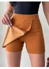 Kapaklı şort etek camel s208