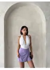 Omarı Lila Kapaklı Şort Etek - Trend Moda İlkbahar Koleksiyonu