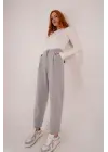 Kapama Cep Detaylı Gri Pantolon
