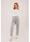Kapama Cep Detaylı Gri Pantolon