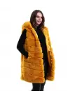 Sarı Kapşonlu Peluş Kürk Yelek