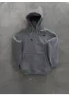 Kapşonlu Üç İplik Penye Basic SweatShirt - Boyalı Gri