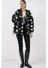 Kapüşonlu Peluş Ceket 5236 - Siyah