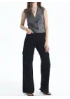 Kargo cep jeans pantolon siyah