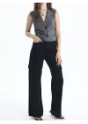 Kargo cep jeans pantolon siyah