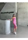 Modern Desenli Askılı Elbise