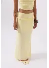 Omarı Yüksek Bel Katlama Detaylı Maxi Etek