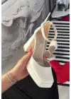 Kawer Beyaz Cilt Topuklu Ayakkabı