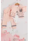 Kedi Desenli 3lü Hırkalı Kız Bebek Takım