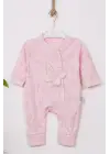 Kelebek Nakışlı % 100 Pamuk Ayaklı Kız Bebek Tulumu