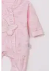 Kelebek Nakışlı % 100 Pamuk Ayaklı Kız Bebek Tulumu