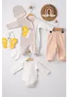 Kelebek Nakışlı Tulumlu % 100 Pamuk Erkek Bebek 5li Set