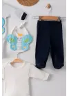 Kelebek Nakışlı Tulumlu % 100 Pamuk Erkek Bebek 5li Set