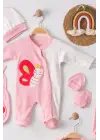 Kelebek Nakışlı Tulumlu % 100 Pamuk Kız Bebek 5li Set