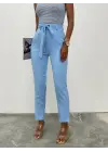 Omarı Kemerli Bilek Pantolon - Bebe Mavi