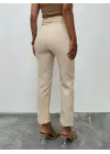 Kemerli Bilek Pantolon     -Bej