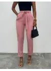 Kemerli Bilek Pantolon     -Pudra