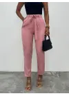 Omarı Pudra Renkli Kemerli Bilek Pantolon