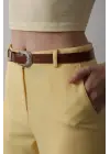 Kemerli Havuç Pantolon - Sarı